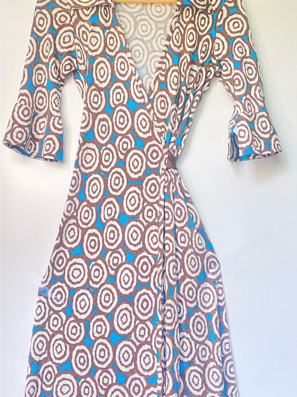 Herion Made In Italy Vintage Silk Wrap Dress Size 40 Abstract Resort Midi Dress